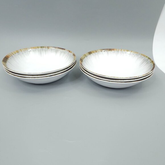 Tommy Bahama Melamine Soup Salad Bowls Oyster Shell Pearl Pattern White Brn Gray - Picture 12 of 12